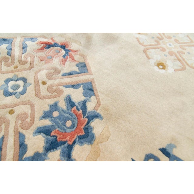 1980s 1980s Vintage Chinese Geometric Design Heavy Pile Earth-Toned Color Hand-Knotted Wool Rug - 6’ X 9’ For Sale - Image 5 of 10