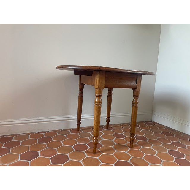 Vintage Oak Drop-Leaf Side Table For Sale In San Francisco - Image 6 of 9