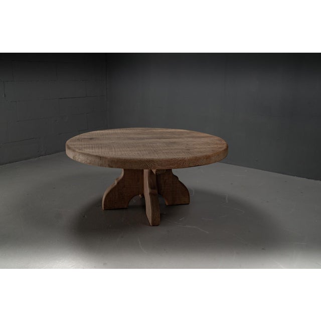 Large Oak Rural Round Coffee Table, 1962 For Sale - Image 15 of 15