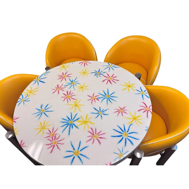 1960s Vintage 1960’s-70’s Retro Dinette Set With Yellow Barrel Back Chairs For Sale - Image 5 of 12