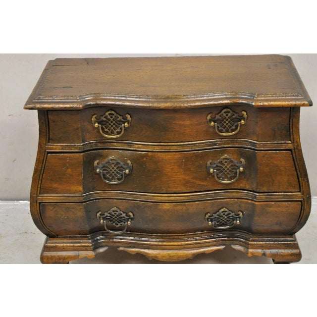 Vintage Small Salesman Sample Chippendale Georgian Style 3 Drawer Bombe Commode For Sale - Image 4 of 12