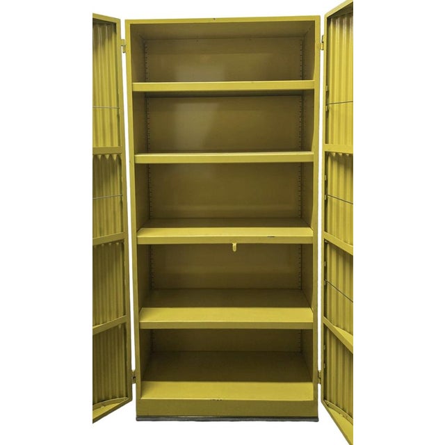 Vintage Industrial Office Cabinet in Yellow Lacquered Steel, 1970s For Sale - Image 4 of 8