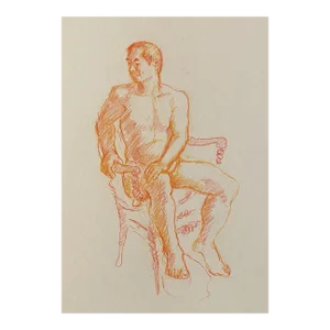 Neil Meitzler Seated Male Nude in Orange