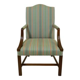 Hickory Chair Co Mahogany Open Arm Library Chair For Sale