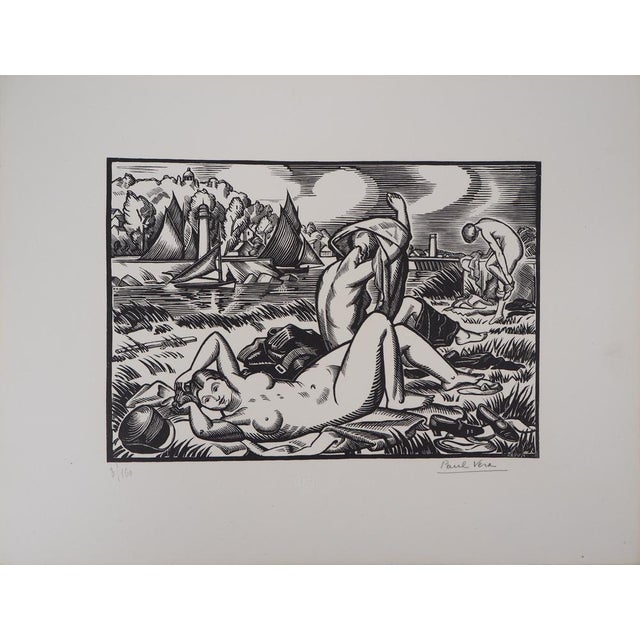 Modern Paul Vera, The Bathers, 1928, Original Woodcut For Sale - Image 3 of 7