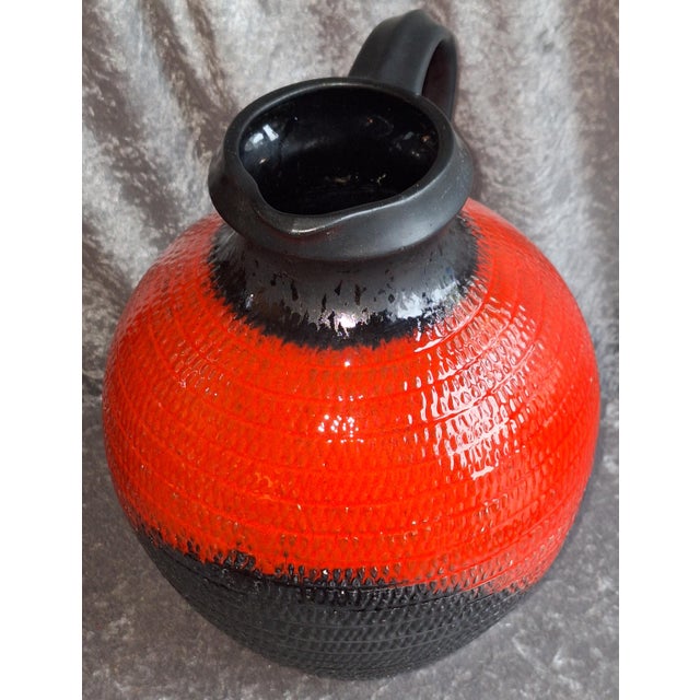 Vintage German Ceramic Handled Vase, 1970s, in Very Good conditions. Designed 1970 to 1979