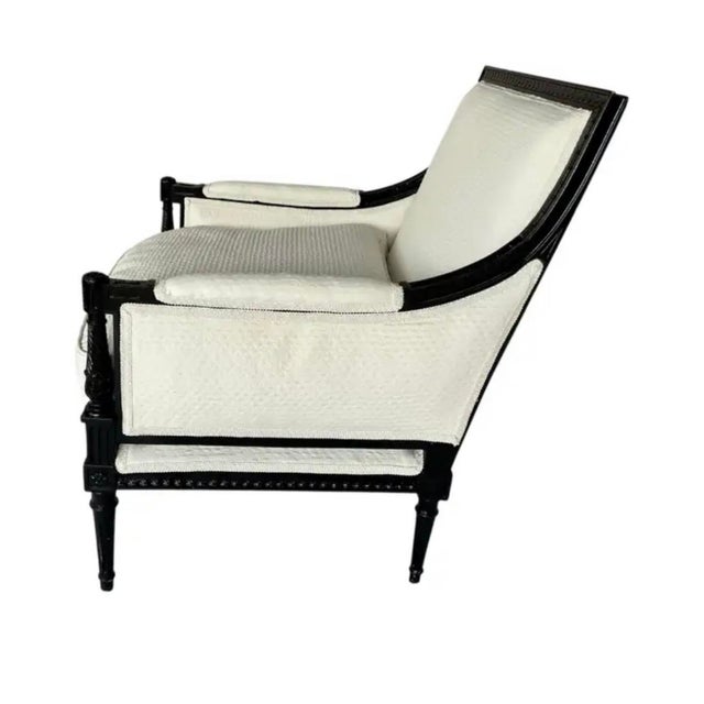 Late 20th Century French Louis XVI Marquis Bergère À La Reine Salon Armchairs, a Pair For Sale - Image 5 of 13
