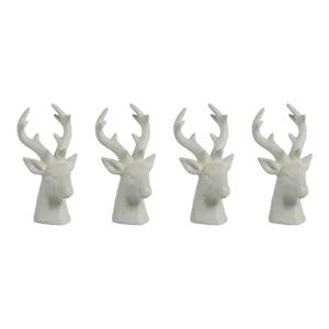 Rocky Mountain 6" Ceramic Stag Head Figurine Statues, Set of 4