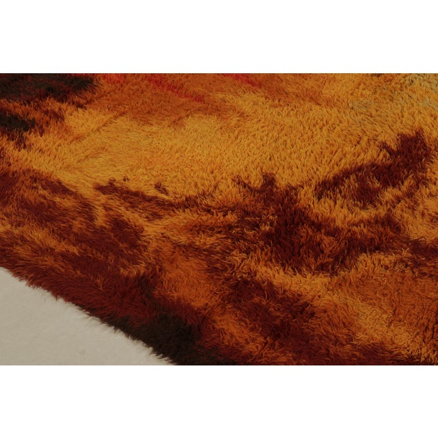 1960s Vintage Ege Rya Scandinavian Rug in a Fiery Abstract Pattern by Rug & Kilim For Sale - Image 5 of 7