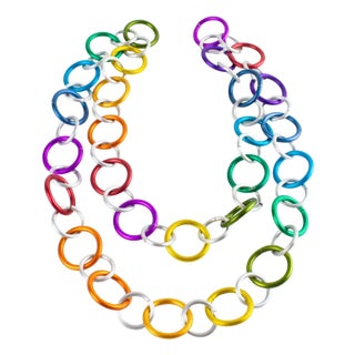David Spada Space Age Multicolor Aluminum Extra-Long Necklace For Sale
