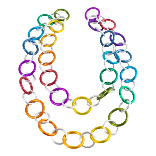 David Spada Space Age Multicolor Aluminum Extra-Long Necklace For Sale