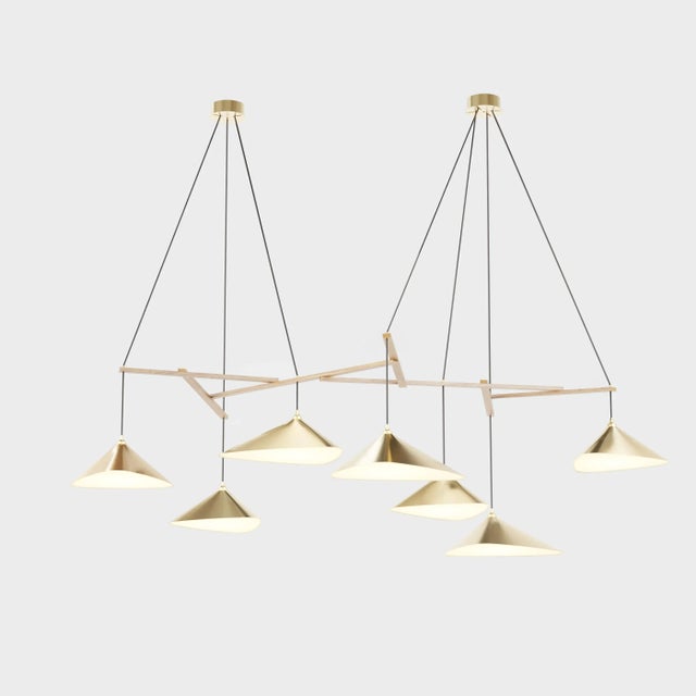 Daniel Becker Monumental Daniel Becker 'Emily 7' Chandelier in Brass With Oak for Moss Objects For Sale - Image 4 of 12