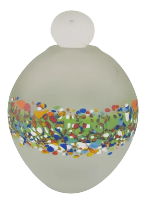 Signed Carlin Modern Abstract Bright Mosaic Design Art Glass Bottle