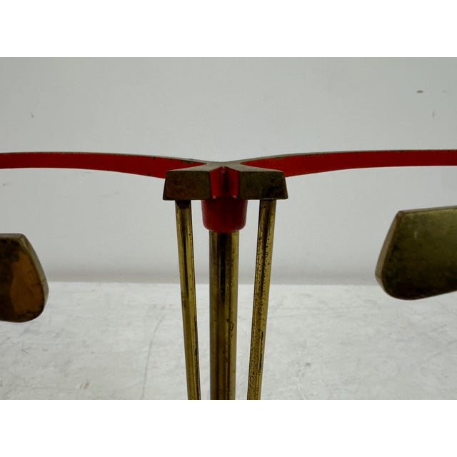 1950s Vintage Brass and Red Metal Umbrella Stand, 1950s For Sale - Image 5 of 9
