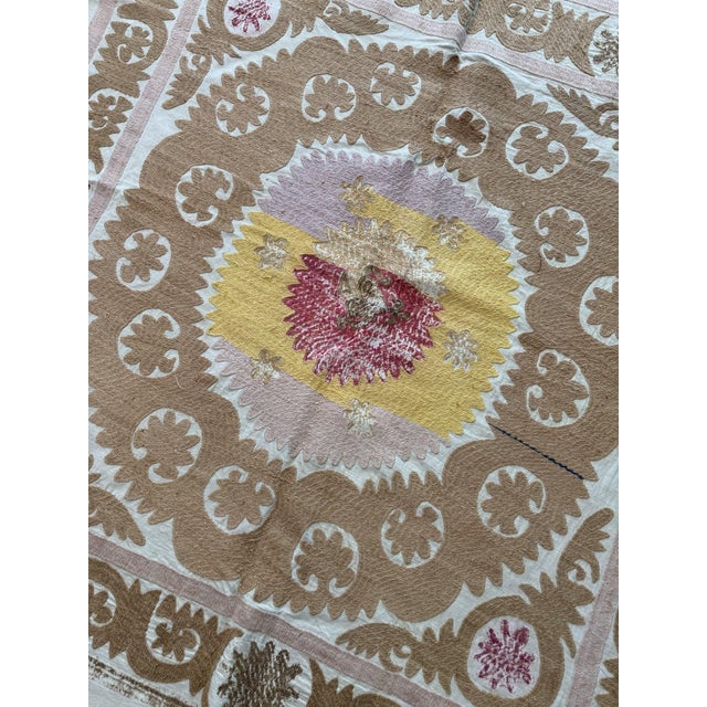 Uzbekistan Suzani Tablecloth - Tribal Textile 4' X 4'1'' For Sale - Image 16 of 18