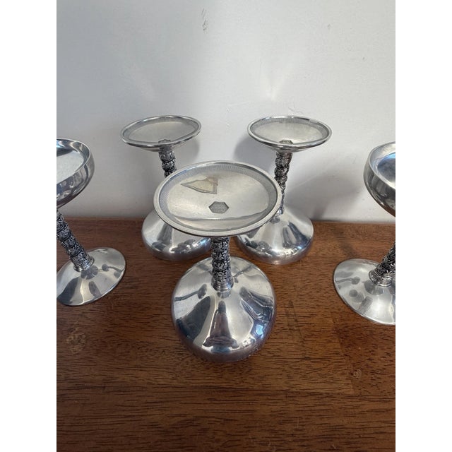 Vintage Spanish Plator Silverstone Silverplate Champagne Goblets, Set of 5 For Sale - Image 15 of 18