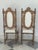 Pair of ornate vintage Borroque style,high back chairs.Carved wood frames ,turned legs & creamy color upholsterer with...