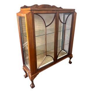Vintage Art Deco Cocktail Display Cabinet in Walnut and Mahogany, 1930s For Sale
