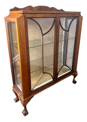 Vintage Art Deco Cocktail Display Cabinet in Walnut and Mahogany, 1930s