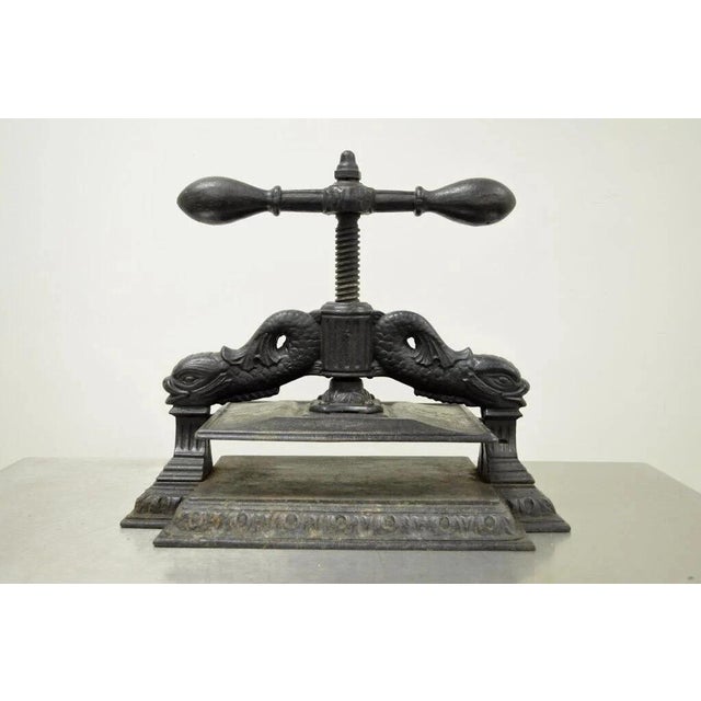 Antique 19th C. Cast Iron Classical Figural Dolphin Victorian Book Press For Sale - Image 11 of 12