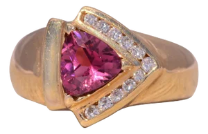 The Fiorella: 1980's Tourmaline and Diamond Ring in 14K Yellow Gold