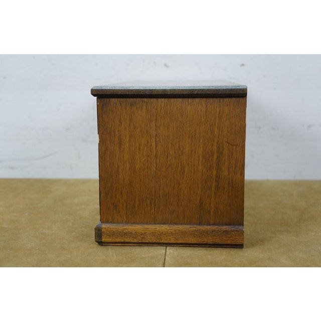 1960s Mele Japan Quartersawn Oak 7 Drawer Apothecary Jewelry Trinket Storage Box Chest For Sale - Image 4 of 13
