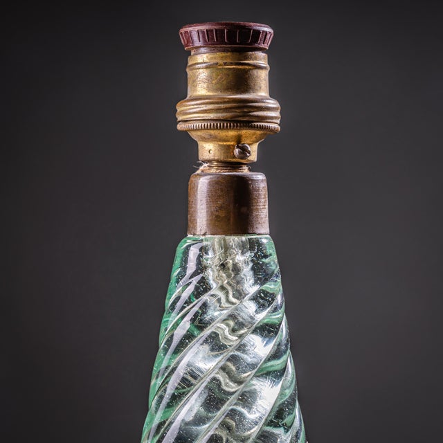 1940s Pair of Small Table Lamps with Glass Base by Seguso Vetri d’Arte, Italy 1940s For Sale - Image 5 of 18