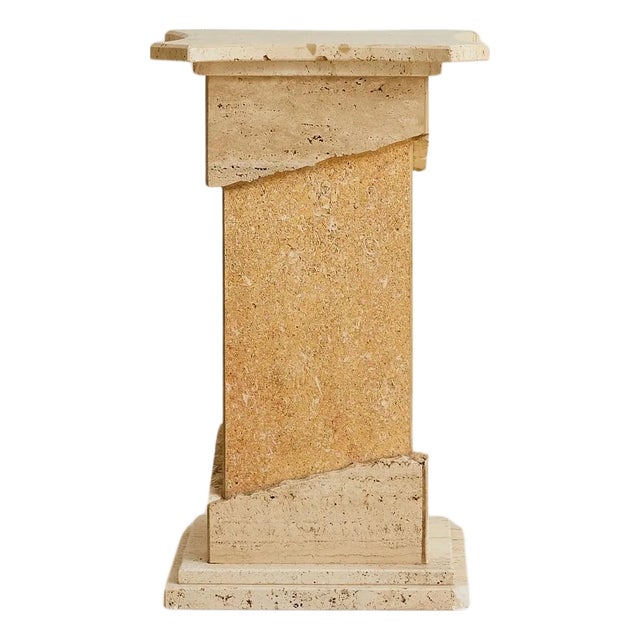 Italian Travertine Pedestal with Raw Edges, 1970s - 2 Available For Sale