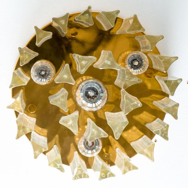 Gold Crystal Glass and Brass Flush Mount attributed to Ernst Palme, 1970s For Sale - Image 12 of 18