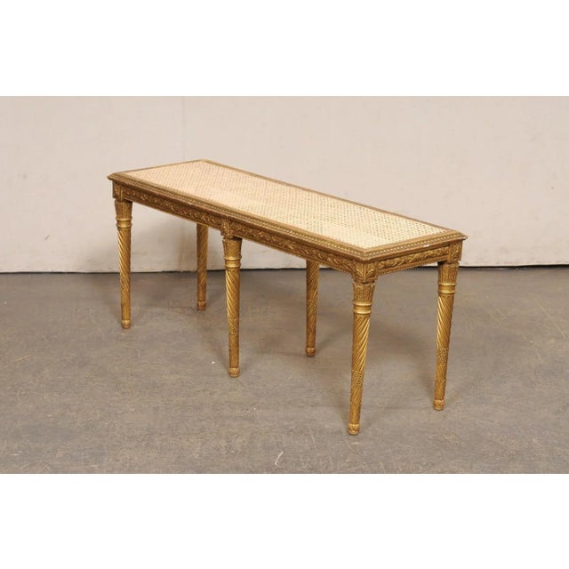 French Early 20th Century French Carved & Gilt Bench with Cane Seating For Sale - Image 3 of 10