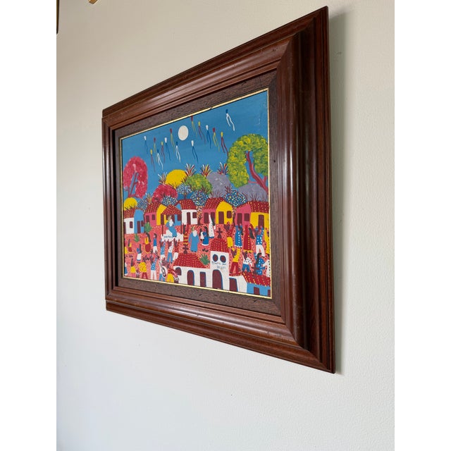 Vintage “Templo San Pedro” Folk Art Oil on Canvas Painting, Signed A. R. Dalma, Wood Framed For Sale - Image 4 of 12