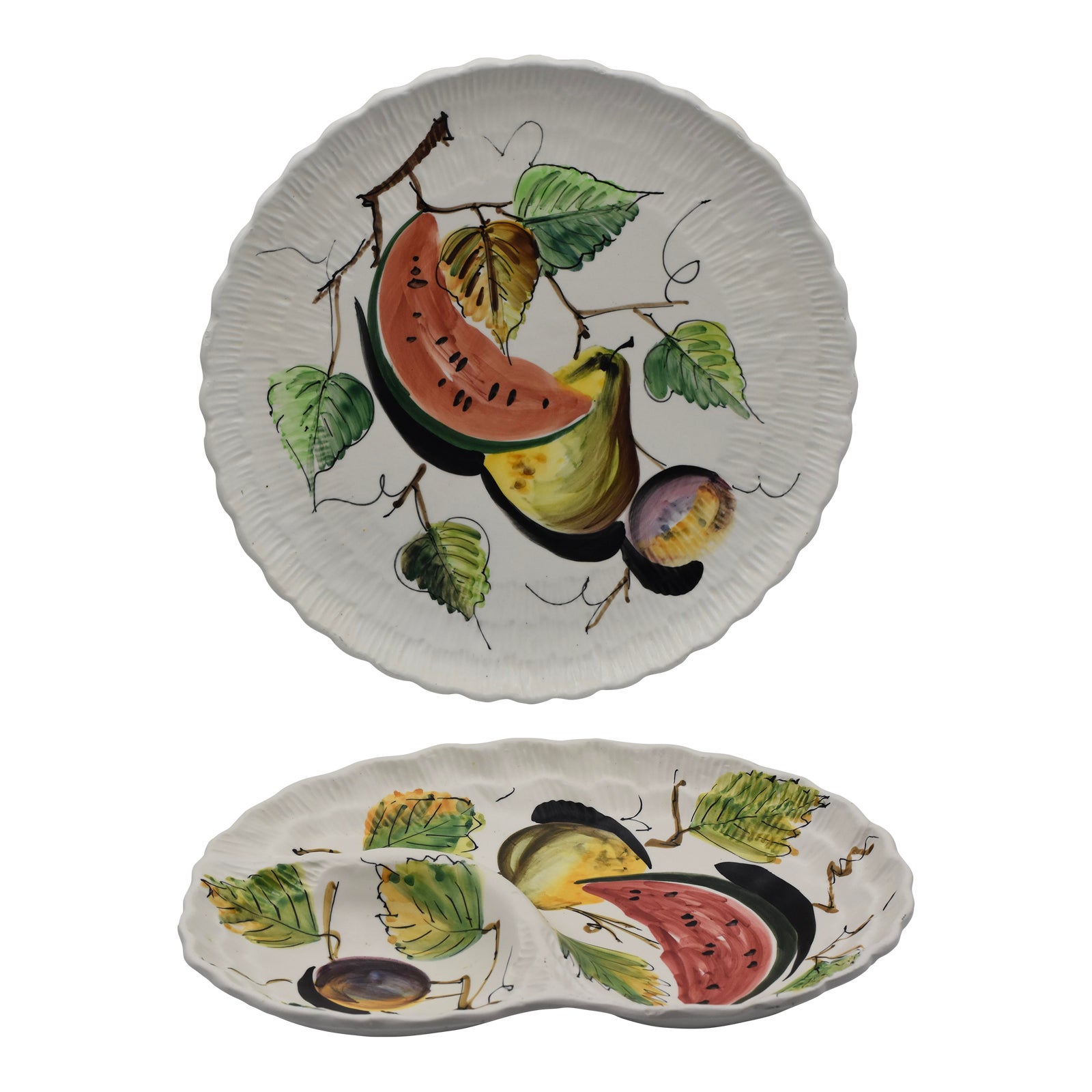 1970s Deruta Divided Serving Set Hand-Painted Italian Pottery Antonio ...