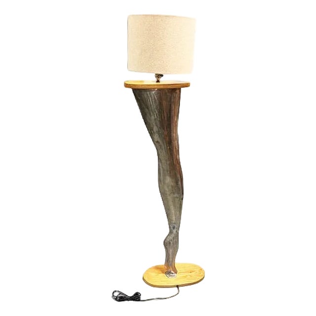 1990s Postmodern Brushed Steel Female Leg Marilyn Monroe Floor Lamp W/ Shade For Sale