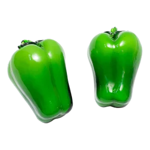 1950's Mid-Century Murano Hand Blown Italian Glass Green Bell Peppers - a Pair