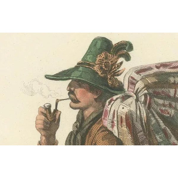 Mid 19th Century Tyrolean Rug Seller, 1853, Paper For Sale - Image 5 of 10