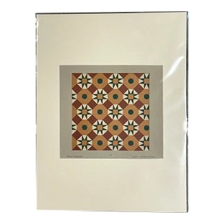 Vintage Geometric Tile Pattern Serigraph For Sale