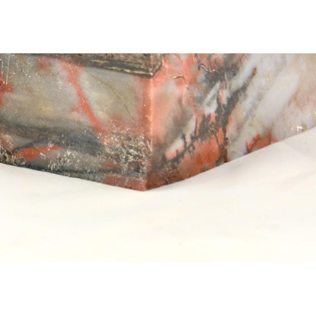 1980s Iron Red Striated Stone Bookends - A Pair For Sale - Image 5 of 5