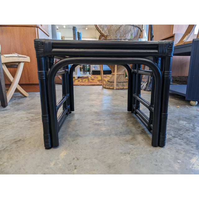 1960s Bamboo Glass Topped Side Table For Sale In Charleston - Image 6 of 10