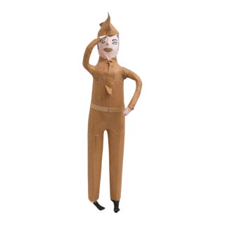 Large Folk Art Outsider Art Army Man Paper Mache Figure For Sale