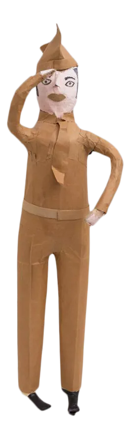 Large Folk Art Outsider Art Army Man Paper Mache Figure