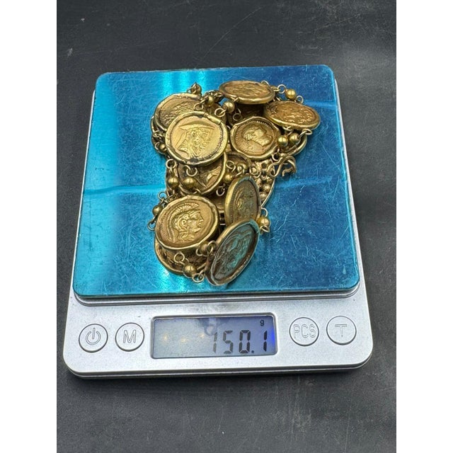 Metal Bochic "Roman" Antic Roman Pure Gold Coin Necklace Set 18K Gold For Sale - Image 7 of 18