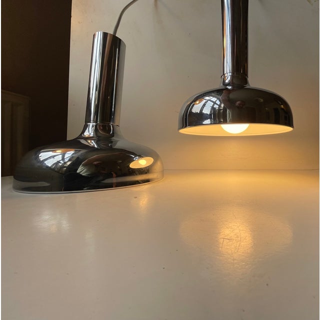 Modern Danish Mirror Chrome Pendant Lamps by Frank Bentler, 1970s, Set of 2 For Sale - Image 4 of 9