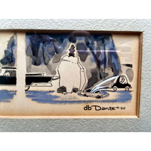 1950s Original Watercolor & Ink Cartoon by DB Donte, 1958 For Sale - Image 5 of 8