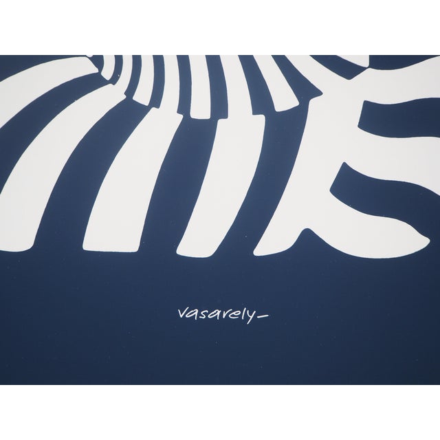 Victor Vasarely, Zebras on a Blue Background, 1975, Screenprint For Sale - Image 6 of 7