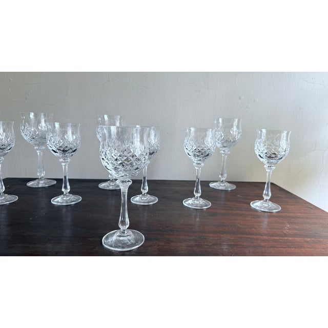 Contemporary Vintage 1980s Mikasa Chateau Crystal Pattern Goblets - Set of 9 For Sale - Image 3 of 13