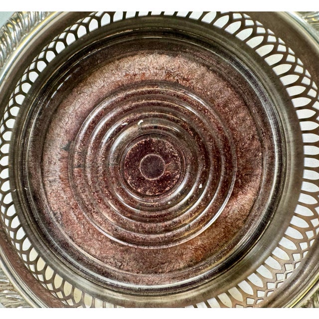 1940s Vintage Cavalier Silver Plate Wine Coaster With Wooden Bottom From England - Circa 1940 For Sale - Image 5 of 10