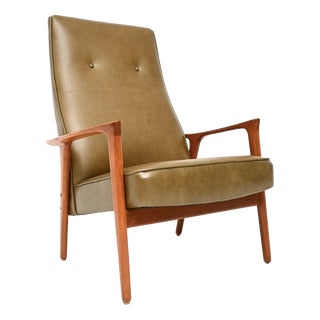 Vintage Swedish Armchair in Walnut and Leather attributed to Inge Andersson from Bröderna Andersson, 1960 For Sale