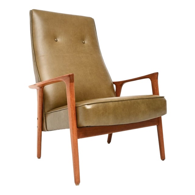 Vintage Swedish Armchair in Walnut and Leather attributed to Inge Andersson from Bröderna Andersson, 1960 For Sale