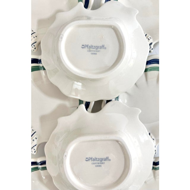 Vintage Coastal Shell Dishes Nautical Appetizer Plates, Blue Green Scallop Edge Seafood Serveware - Set of 8 For Sale - Image 10 of 10