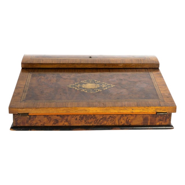 Napoleon III Marquetry and Brass Inkwell, 19th Century For Sale